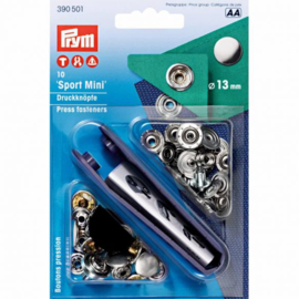 PRYM NAAIVRIJDRUKKNOOP SPORT MINI 13MM ZILVER