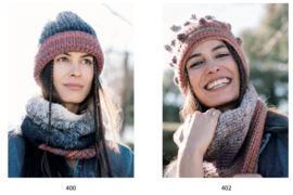 Katia Knit Ensemble 402 - Ecru-Lila-Roestbruin-Rood