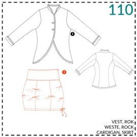 Patroon ABACADABRA  Vest met afgeronde voorpanden (0110)