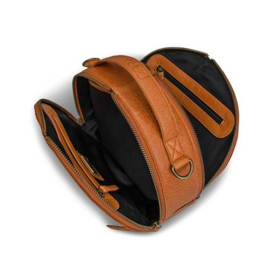 MUUD Bella. Handgemaakt leren ronde schoudertas Ø23x9cm - kleur WHISKY