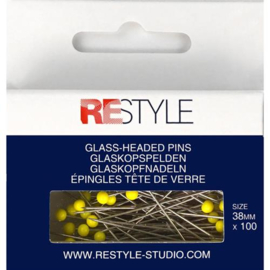 Restyle 015.10107 Glaskopspelden staal 0,60 x 38 mm geel 100 stuks