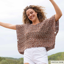 KATIA RECHTHOEKIGE PONCHO MET V-HALS COOL COTTON