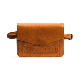 MUUD Cheri. Handgemaakt leren heuptas 24 x 18 x 3 cm - kleur WHISKY