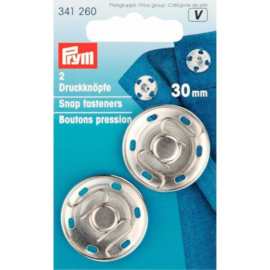 PRYM 341260 AANNAAIDRUKKNOOP MESSING 30MM ZILVER