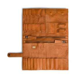 MUUD Billie Etui. Handgemaakt leren handwerketui C19x13cm - O27.5x38cm - kleur WHISKY