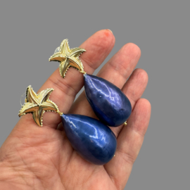 Katoenparel oorbellen blauw