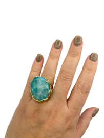 Blauwe kwarts statement ring