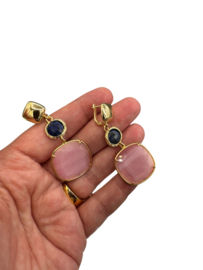 Lapis lazuli en cateye roze