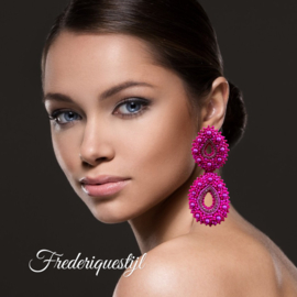 Couture oorbellen double drop fuchsia