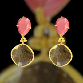 Roze cateye en labradoriet