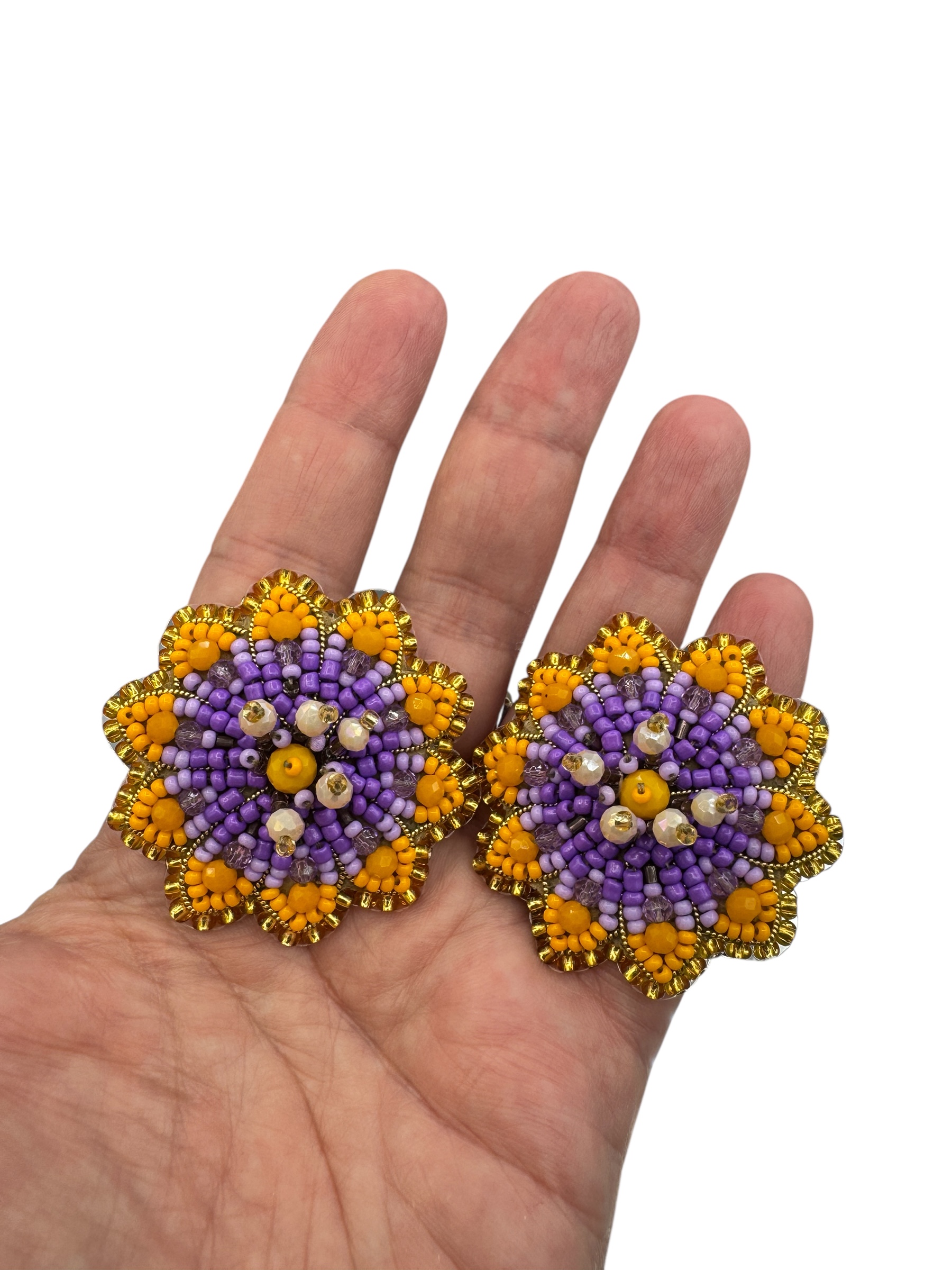 Couture oorbellen tropical