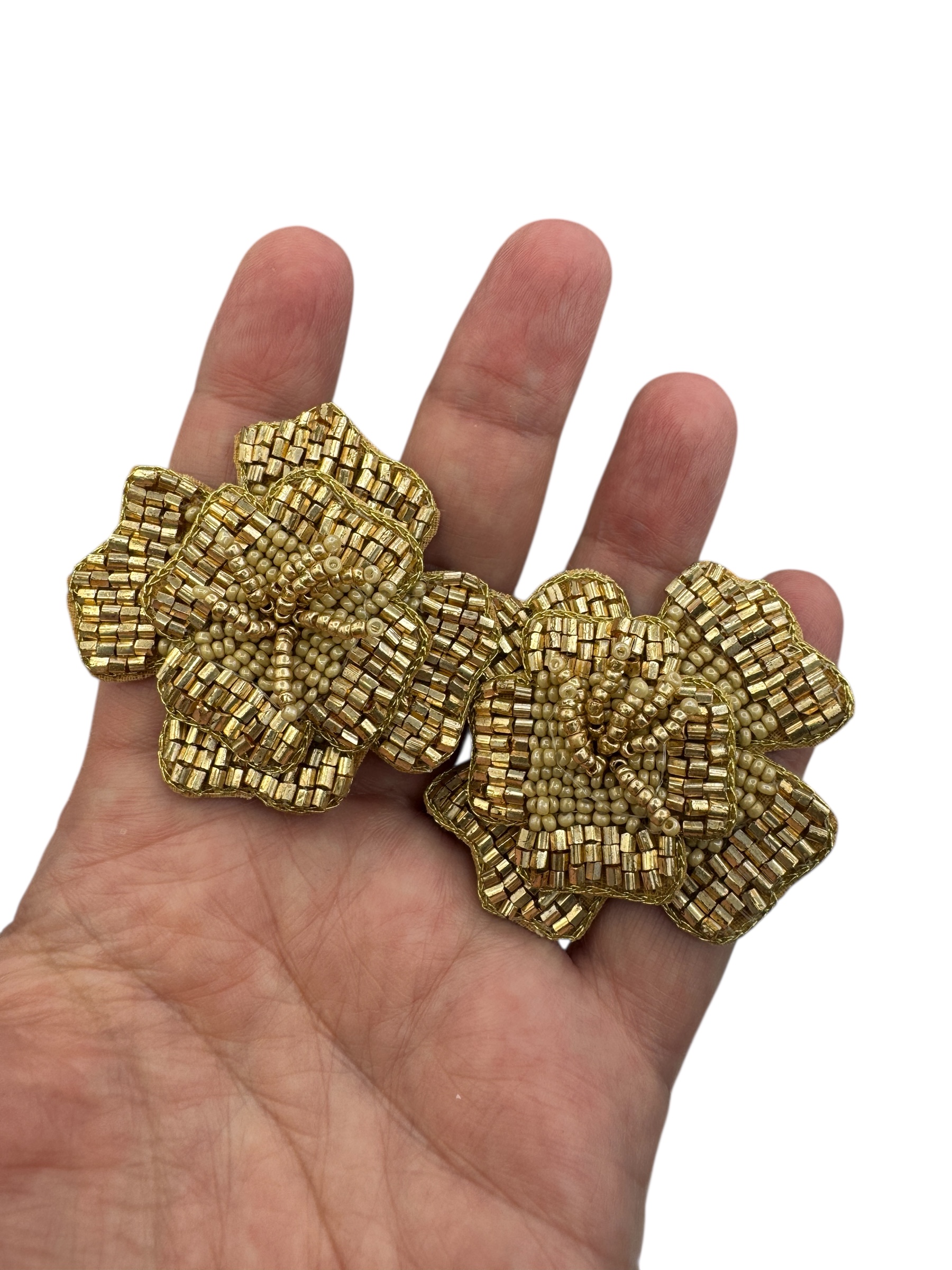 Golden beaded flowers