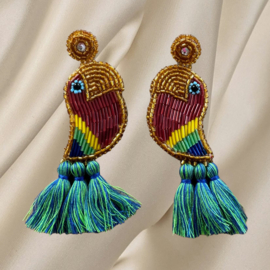 Couture oorbellen papagayo