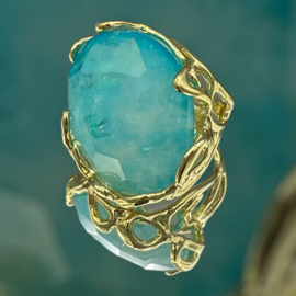 Blauwe kwarts statement ring