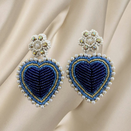 Couture oorbellen blue hearts
