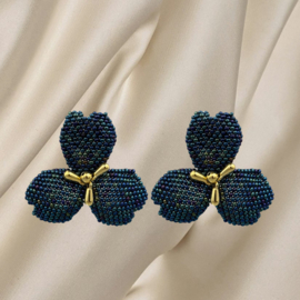 Couture oorbellen midnight flowers