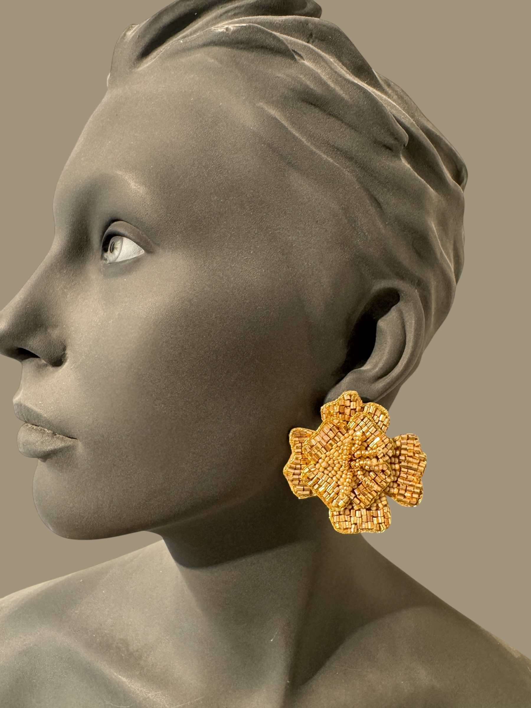 Golden beaded flowers