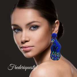 Couture oorbellen pride peacock