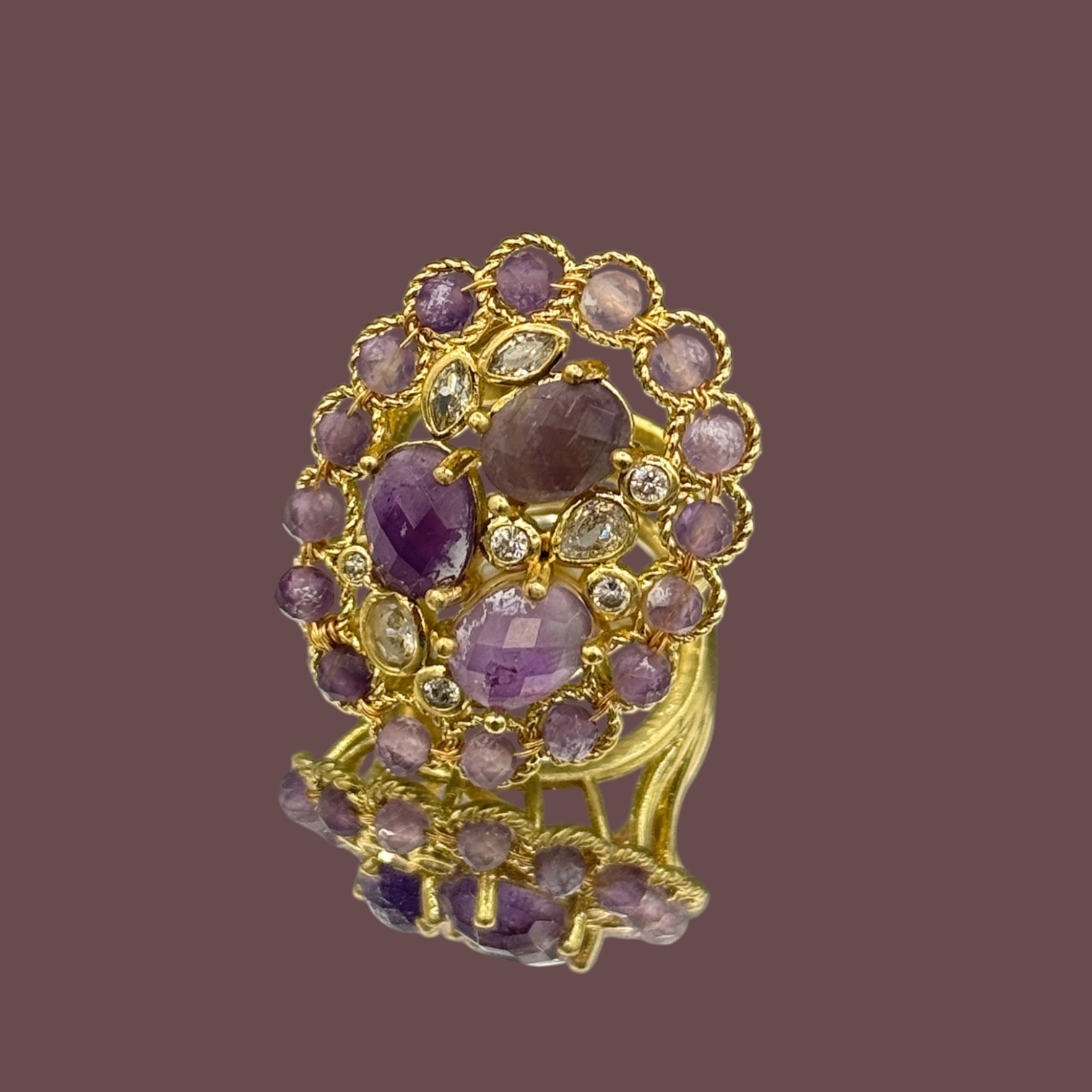 Ring amethist en zirconia
