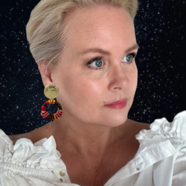 Couture oorbellen warme tinten