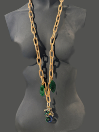 Lange ketting seahorse en jade
