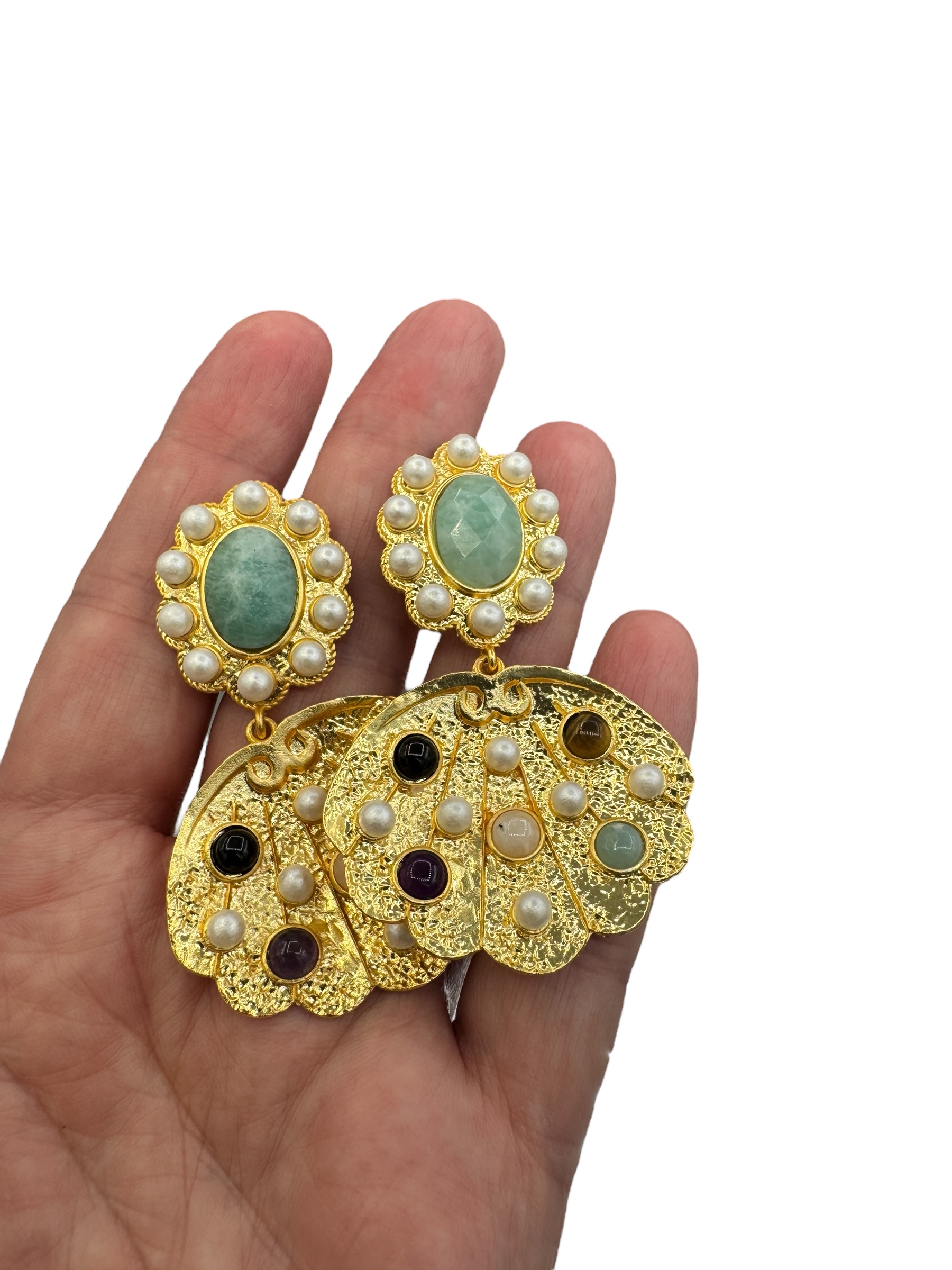 Summer statement oorbellen gems