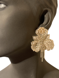 Snowy white and strass earrings