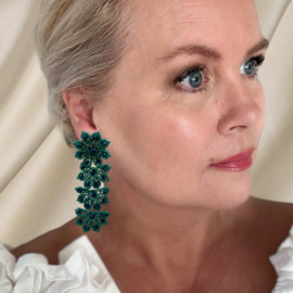 Couture oorbellen green blue