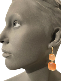 Peachy orange cateye oorbellen