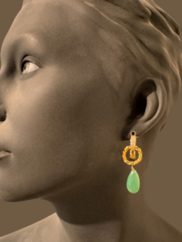 Groene chalcedoon oorbellen