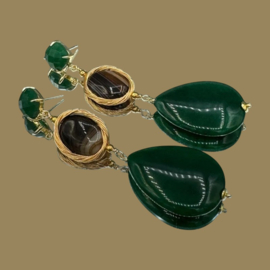 Groene jade en bruine agaat