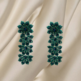 Couture oorbellen green blue