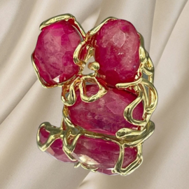 Statement fuchsia kwarts ring groot