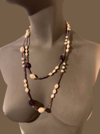 Ketting amethist en parels