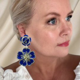 Couture oorbellen royal blue