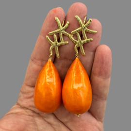 Katoenparel oorbellen oranje