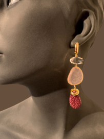 Multi oorbellen roggenleer