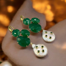 Groene cateye en parels