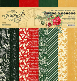 Pre-order Graphic 45 Merry & Bright 12x12 Paper Pad  Patterns & Sollids