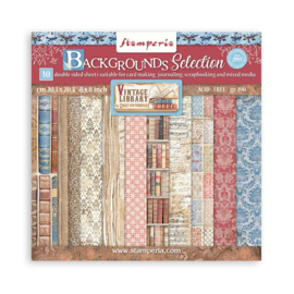 Stamperia Vintage Library 8x8 Inch Paper Pack Backgrounds Selection