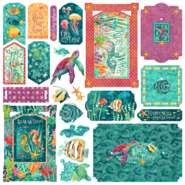 Graphic 45 Seas the Day Chipboard Pieces, Tags & Frames