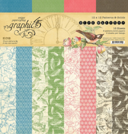 Graphic 45 Bird Wachter 12x12 Paper Pad  Patterns & Sollids