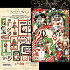 Graphic 45 Merry-ful Greetings Chipboard Pieces, Tags & Frames