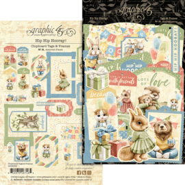 Graphic 45 Hip Hip Hooray! Chipboard Pieces, Tags & Frames