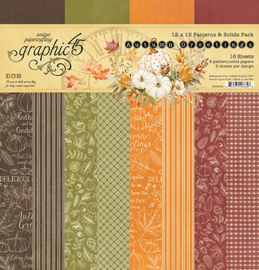 Graphic 45 Autumn Greetings 12x12 Paper Pad  Patterns & Sollids