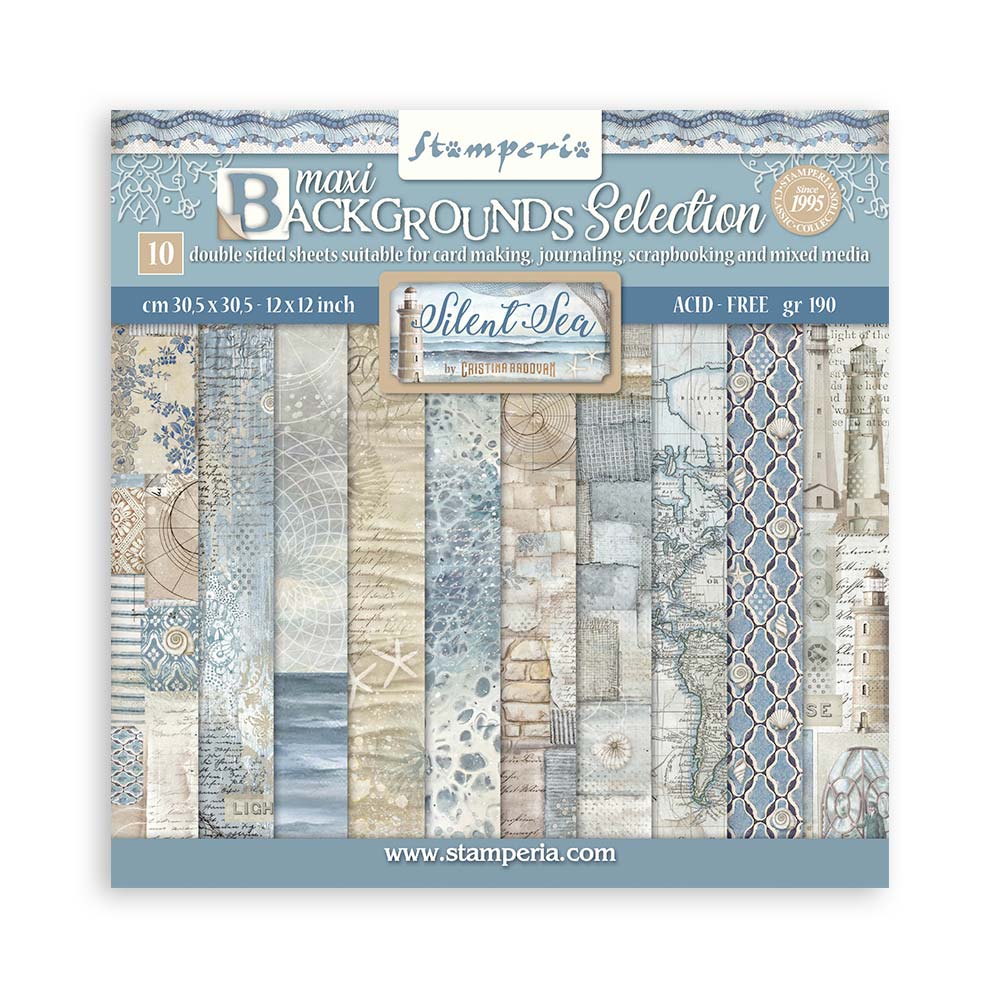 Stamperia Silent Sea 12x12 Scrapbooking Pad Maxi Backgrounds Selection
