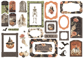 Graphic 45 Ghostly Greetings Chipboard Pieces, Tags & Frames