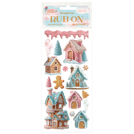 Stamperia Candy Christmas Rub-On Marzipan Houses