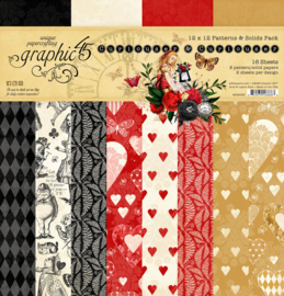 Graphic 45 Curiouser & Curiouser 12x12 Inch Patterns & Sollids Pack