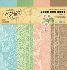 Graphic 45 Wild and Free 12x12 Paper Pad  Patterns & Sollids